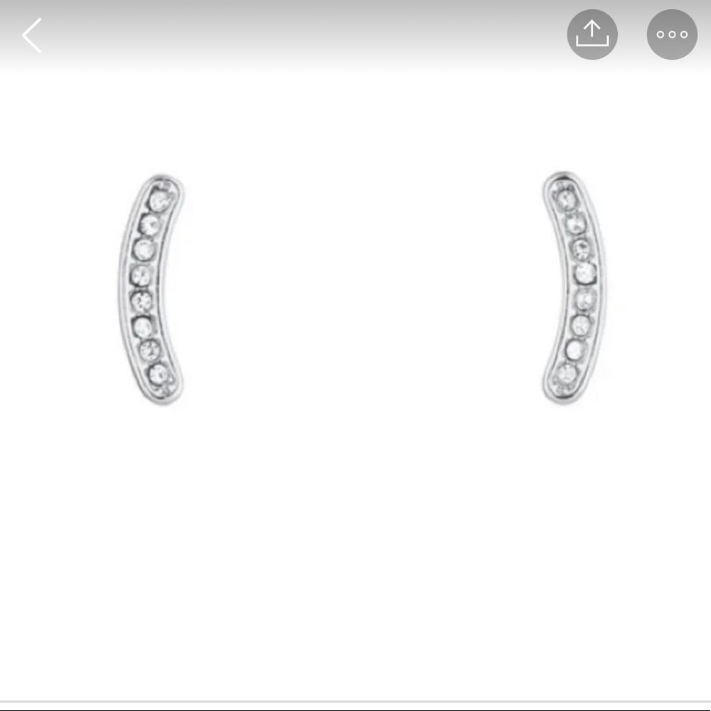 Pave curved bar studs in Silver